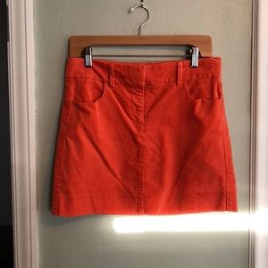 J Crew corduroy orange mini skirt size 4